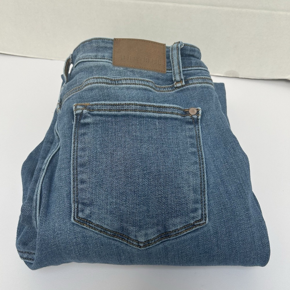 Judy Blue Hi-Rise Boot Cut Destroyed Jeans Size 11/30 Style #82542 Fray Hem
